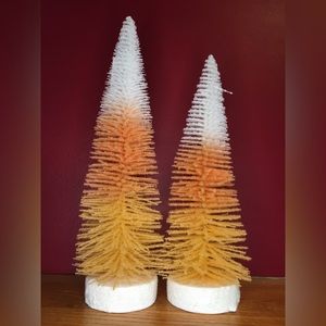 Set of 2 Candy Corn Bottlebrush Trees by Valerie Parr Hill